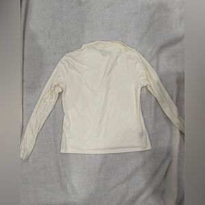 Ashley Graham Long-Sleeve Ribbed Crew Top - Cream